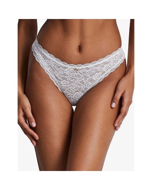 Aubade White Rosessence Mid-Rise Stretch-Lace Tanga Briefs