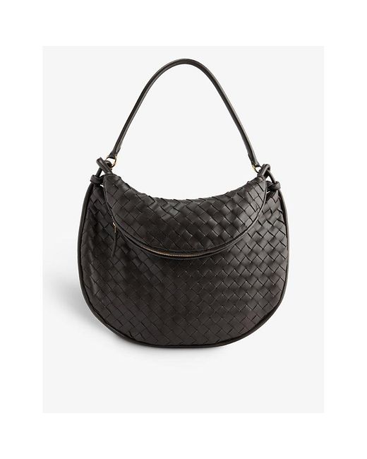 Bottega Veneta Black Intrecciato-weave Leather Shoulder Bag