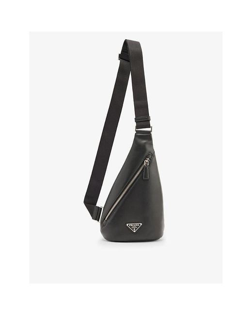 Prada Black Sling Leather Cross-body Bag for men