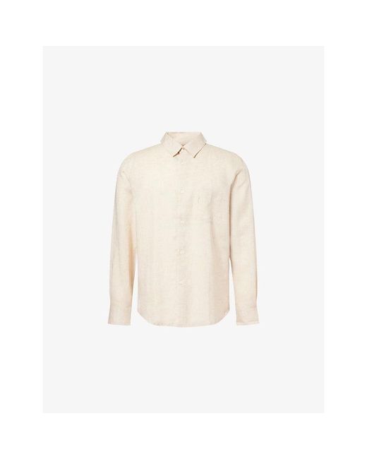 Derek Rose Natural Monaco Long-Sleeve Linen Shirt for men
