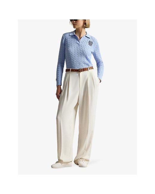 Polo Ralph Lauren Blue X Wimbledon Cable-Knit Cotton Jumper