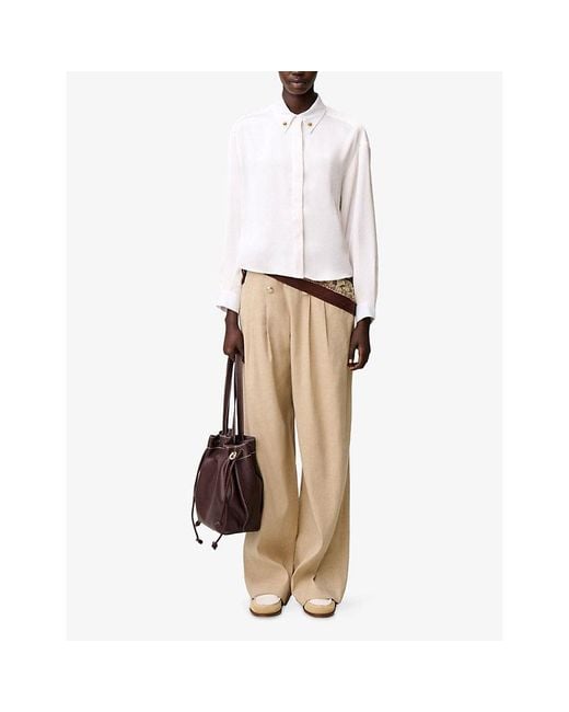 Claudie Pierlot White Long-Sleeved Buttoned-Collar Woven Shirt