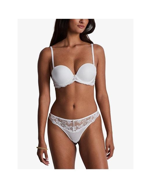 Aubade White Kiss Of Love Lace-Embellished Woven Bandeau Bra