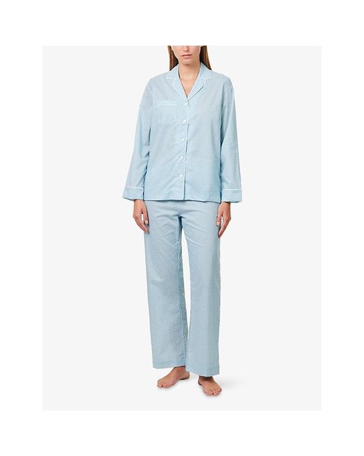 Derek Rose Blue London Geo-Print Cotton Pyjama Set