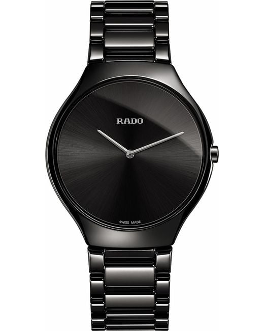 Rado Mens Black R27741182 True Thinline Ceramic Watch for men