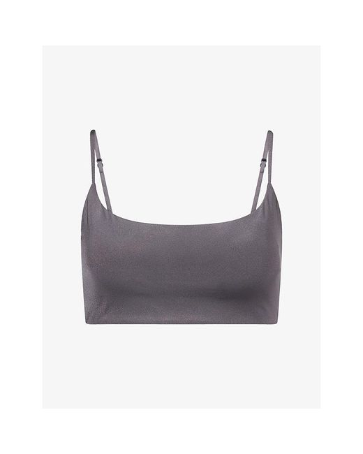 ADANOLA Gray Gloss Skinny Strap Sports Bra