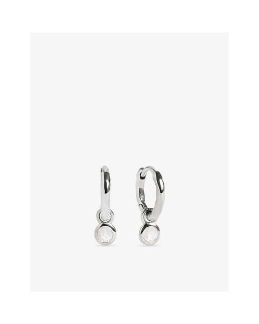 Monica Vinader White June Birthstone Sterling- And Moonstone Huggie Earrings