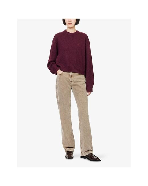 The Couture Club Purple Emblem Embroidered Round-Neck Knitted Jumper