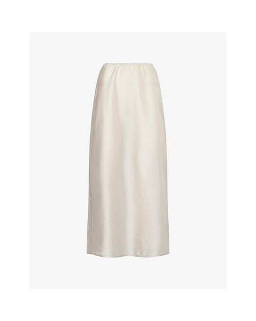 Stylein White Basha Straight-Cut Woven Maxi Skirt