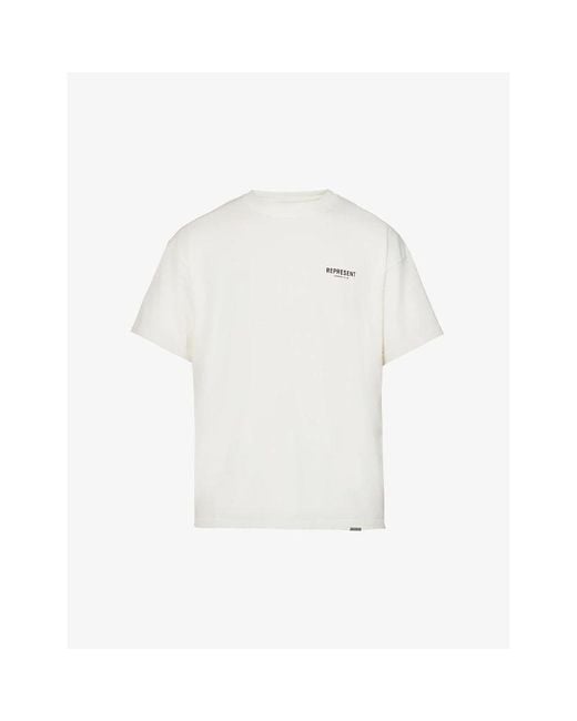 Represent White Flat Owners' Club Logo-Print Cotton-Jersey T-Shirt for men