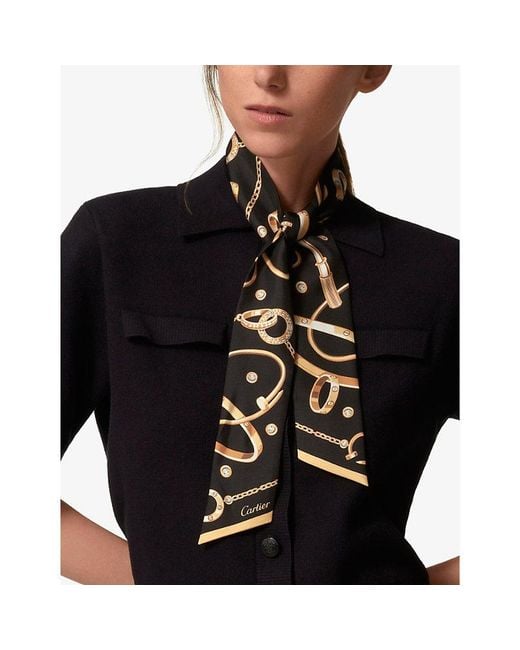Cartier Black Precious Mundanity Graphic-Print Silk-Twill Headband