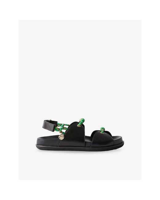 Claudie Pierlot Black Rope-Trim Leather Sandals
