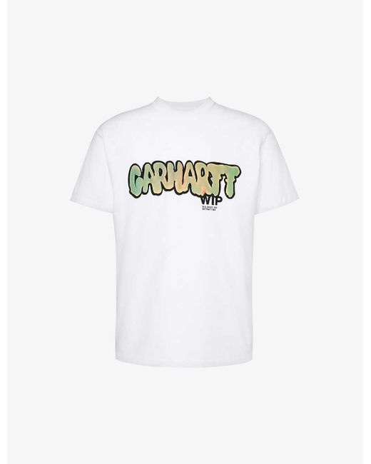 Carhartt White Drip Graphic-print Organic-cotton Jersey T-shirt for men