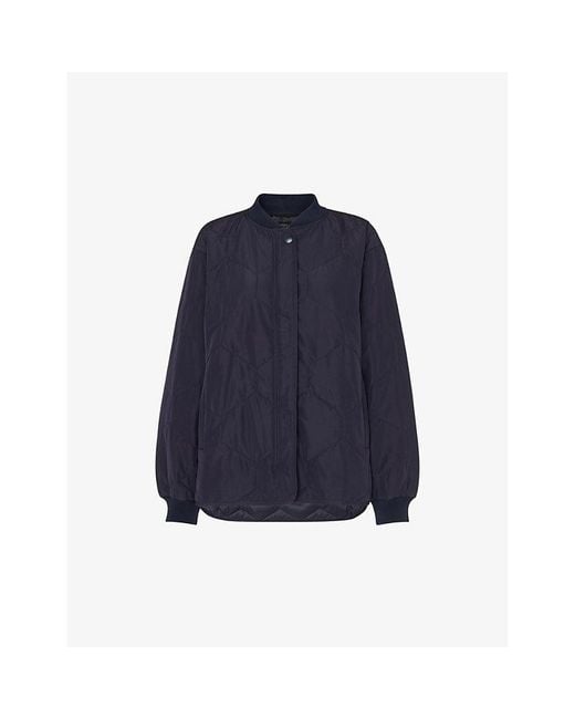 Whistles Blue Ida Quilted Oversized Woven Jacket