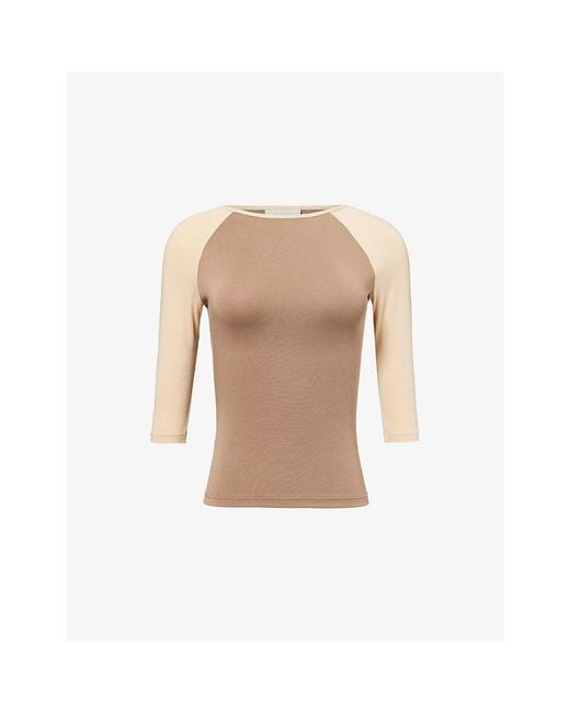 Belle Anna Natural Raglan Three-Quarter Sleeves Jersey Top