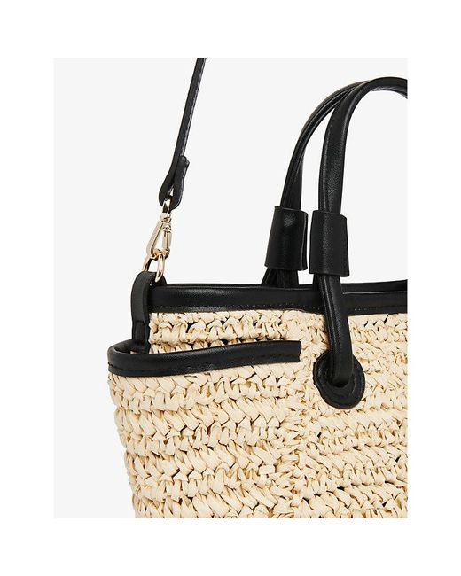 Whistles Metallic Aylin Mini Double-Handle Straw Tote Bag