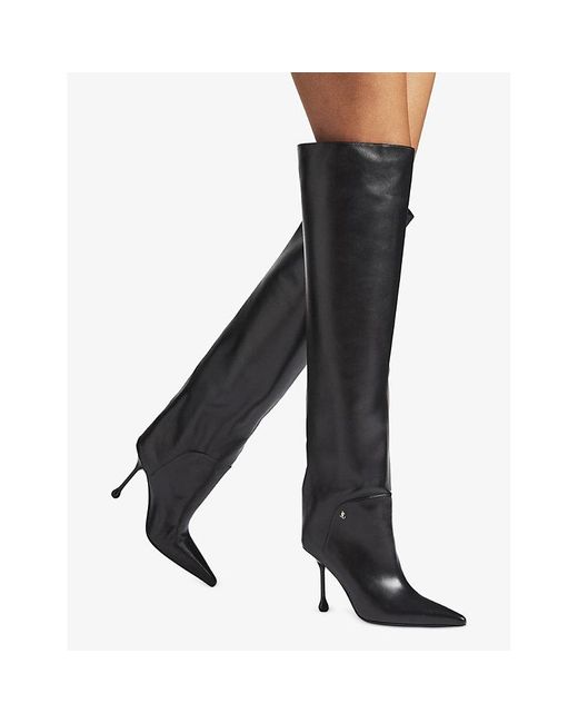 Jimmy Choo White Cycas Pointed-toe Leather Heeled Knee-high Boots