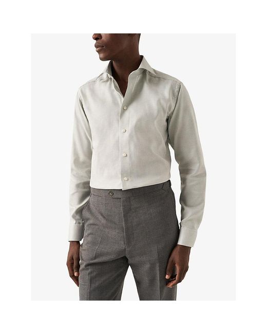 Eton of Sweden Gray Signature Twill Striped Slim-fit Cotton Shirt for men