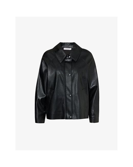 Max Mara Nepal Snakeembossed Fauxleather Jacket in Black Lyst