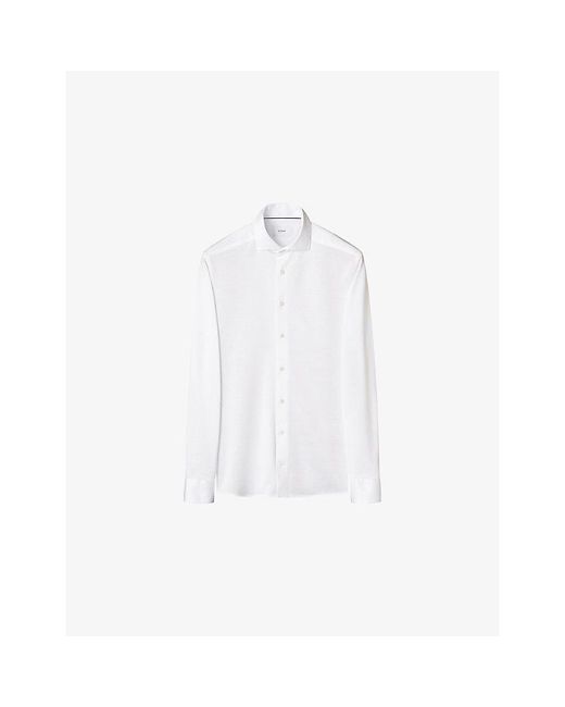 Eton of Sweden White Filo Di Scozia Contemporary-Fit Cotton-Knit Shirt for men