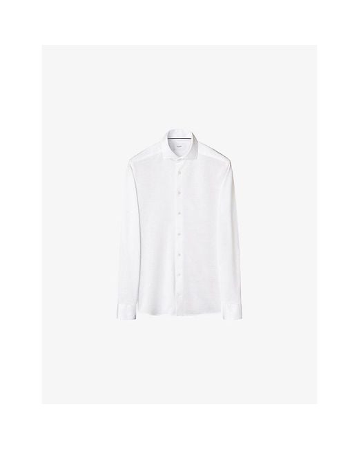 Eton of Sweden White Filo Di Scozia Contemporary-Fit Cotton-Knit Shirt for men