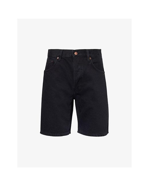 Nudie Jeans Blue Seth Brand-patch Regular-fit Denim Shorts for men