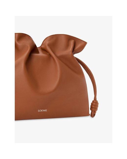 Loewe Brown Flamenco Large Leather Clutch Bag