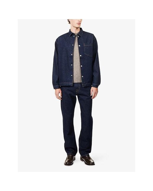 7 For All Mankind Blue Regular-Fit Denim Overshirt for men