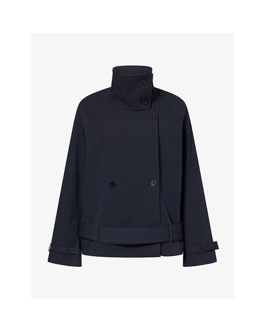 Samsøe & Samsøe Blue Sabianca Cropped Woven Trench Jacket