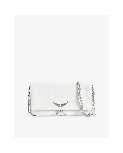 Zadig & Voltaire White Rock Grained Leather Clutch