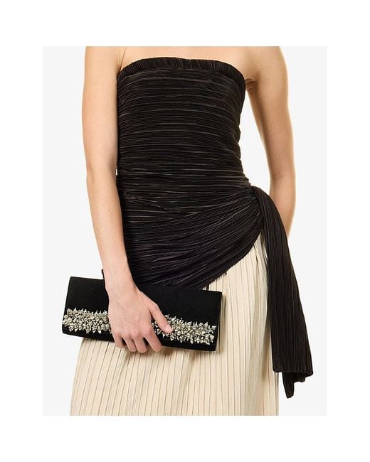 Jonathan Simkhai Black River East West Crystal And Suede Clutch