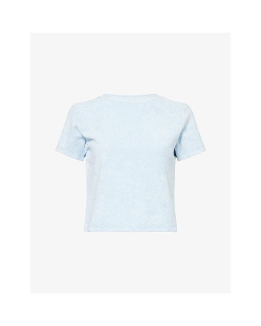 4th & Reckless Blue Livia Embroidered-Logo Cotton T-Shirt