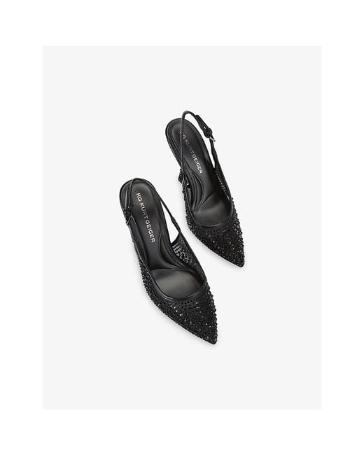 KG by Kurt Geiger Black Aria Gem Woven Heeled Courts