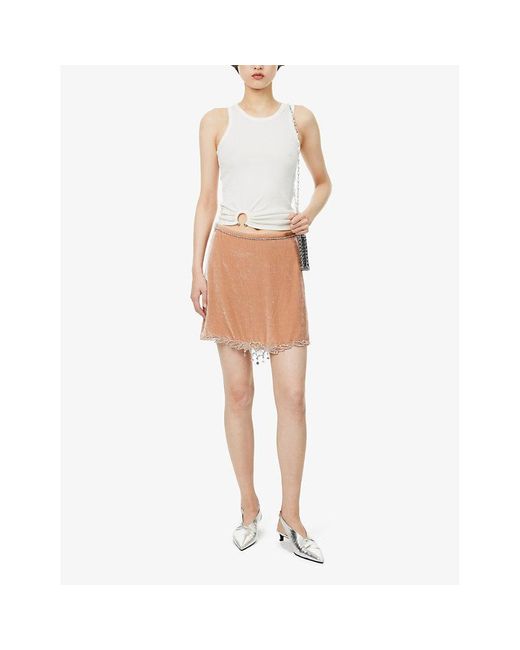 Light pink velvet mini skirt sales