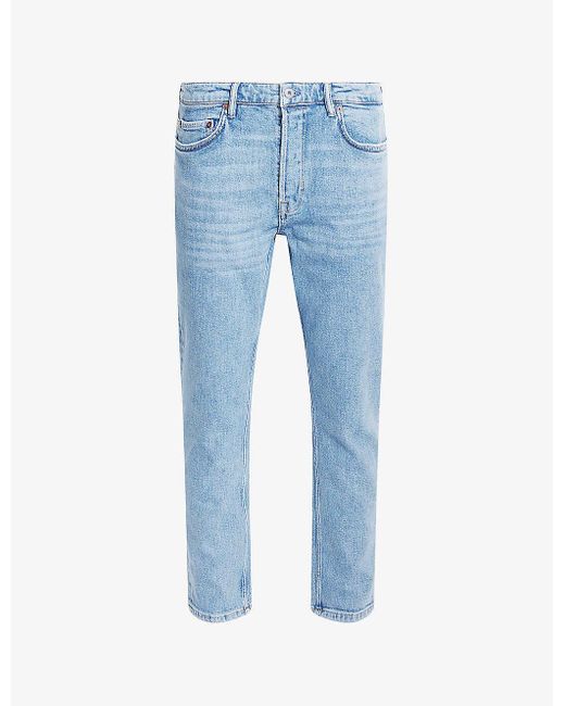 AllSaints Blue Dean Slim-fit Cropped Stretch-denim Jeans for men
