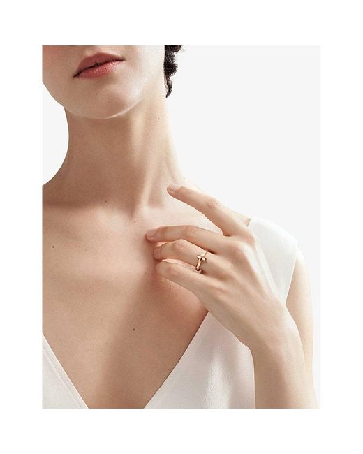 Tiffany & Co White Tiffany T T1 Narrow 18Ct Rose- Ring for men