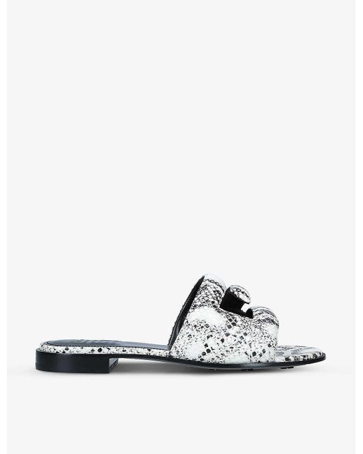 snakeskin slip on sandals