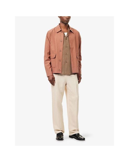 Raith Brown Diego Tailored Patch-Pockets Woven Jacket for men