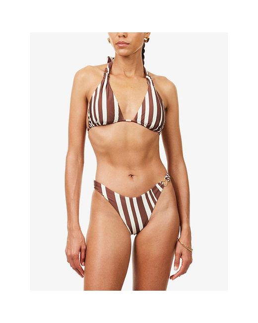 Seafolly White Coastline Striped Bikini Bottoms