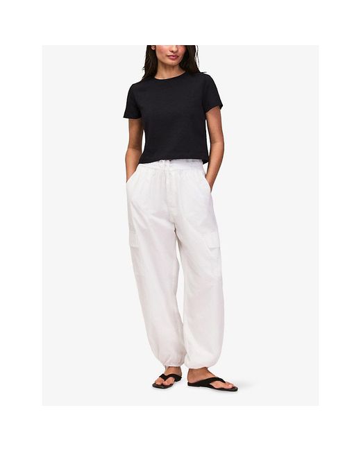 Ro&zo White Cuffed Drawstring-Waist Cotton Trousers