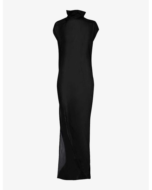 Rick Owens Black Edfu Semi-sheer Silk Maxi Dress