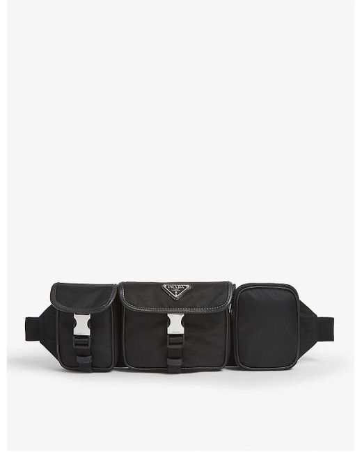 Prada Triple Pocket Belt Bag in Black for Men | Lyst