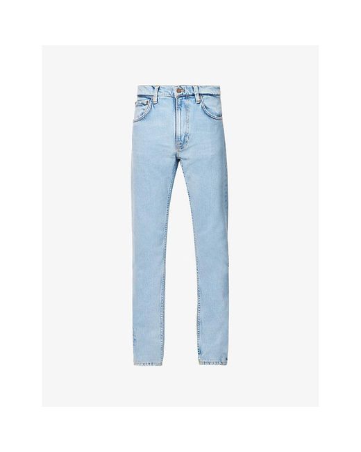 Nudie Jeans Lean Dean Contrast-stitch Slim-fit Stretch-organic-cotton Denim  Jeans in Blue for Men | Lyst