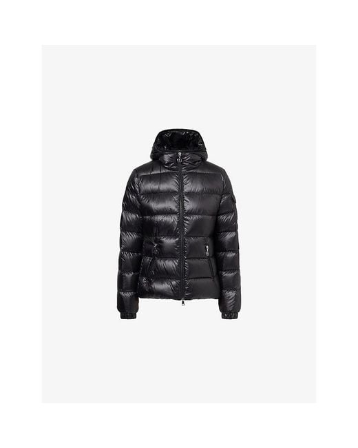 Moncler Black Glesse Short Hooded Shell-Down Jacket
