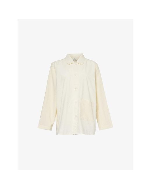 Hay White Duo Relaxed-Fit Long-Sleeve Cotton Pyjama Shirt