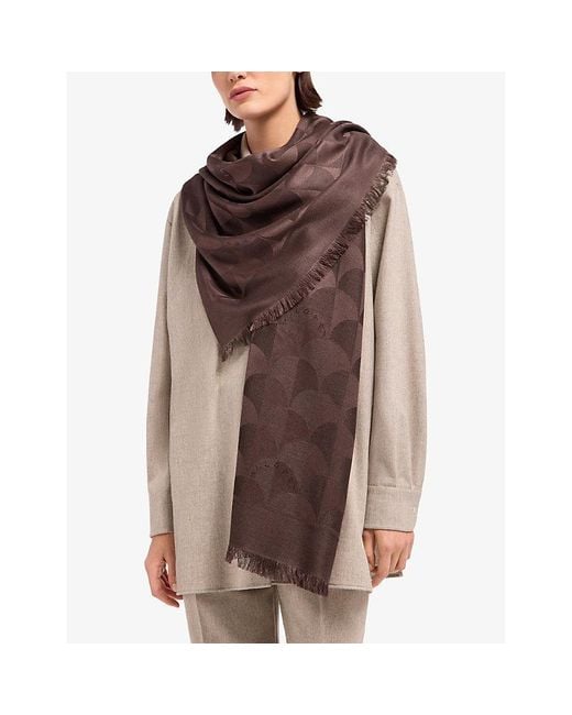 BVLGARI Brown Maxi Calla Silk Stole Scarf