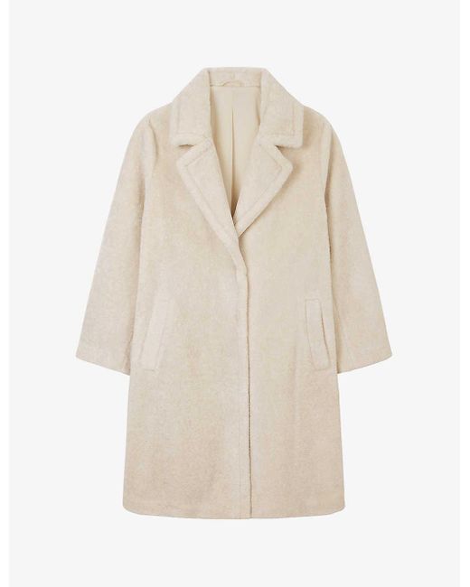 The White Company Natural Oversized-collar Regular-fit Faux-fur Coat