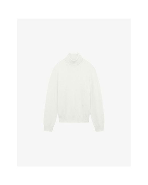 The Kooples White Turtleneck Relaxed-Fit Stretch Cashmere-Blend Jumper for men