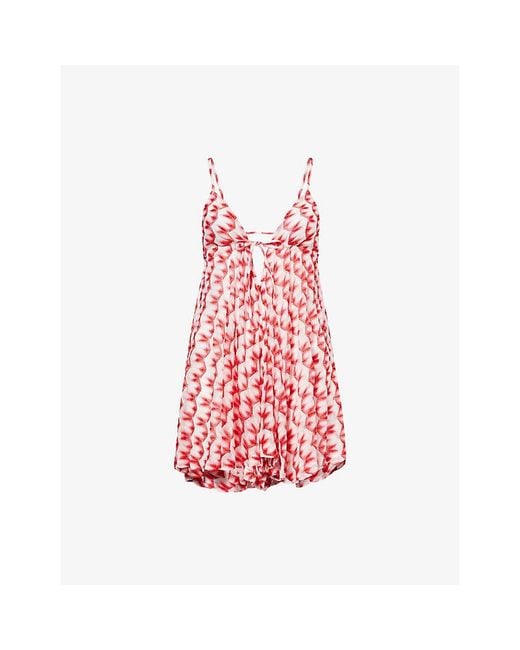 Missoni Red Backless Chevron Knitted Jumpsuit Cover Up