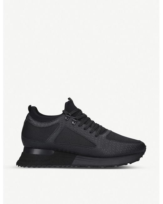 Mallet Diver 2.0 Crocodile embossed Leather And Mesh Trainers in